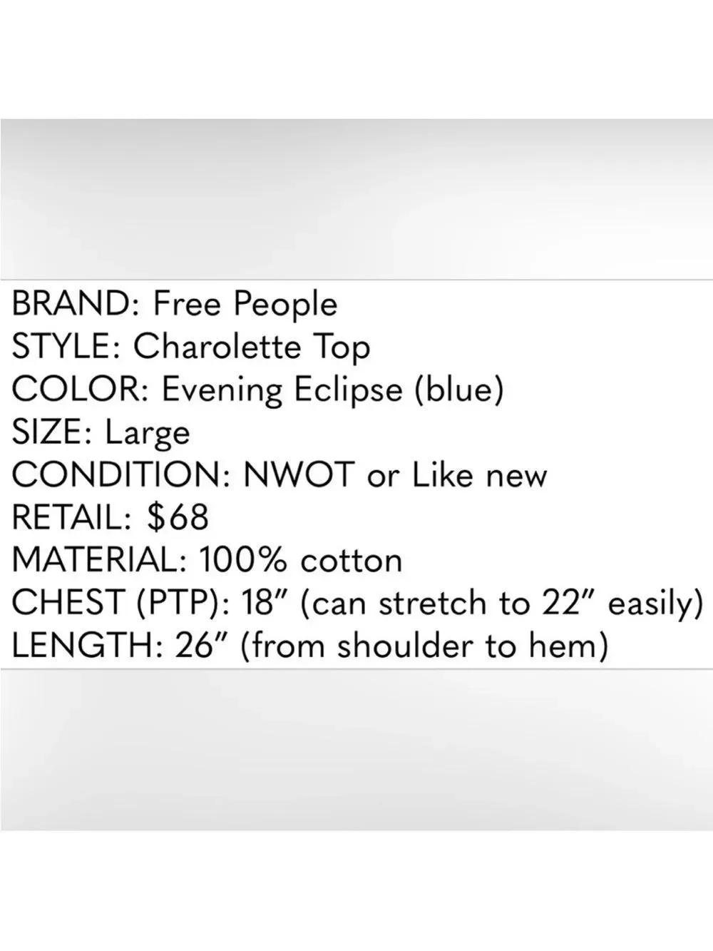 NWT FREE PEOPLE Charolette Top – Navy Blue Smocked Puff Sleeve Blouse | Size L